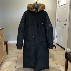 GUC Triple F.A.T. Goose down parka with fox fur ruff hood. Men's medium.